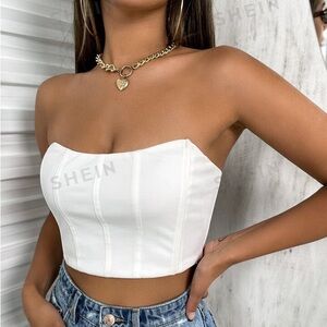 SHEIN Privé Solid Crop Tube Top